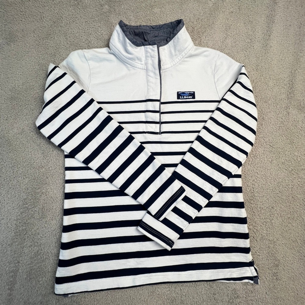L.L. Bean Nautical Stripe Quarter‎ Zip Pullover Sweatshirt XS